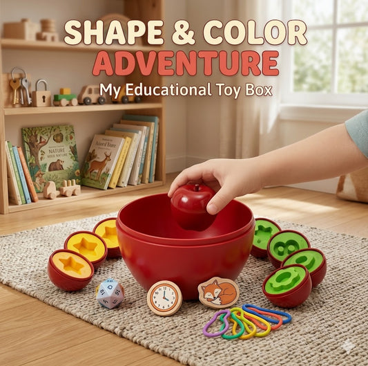 Apple Shape & Number Matching Game – Educational Geometry Sorting Toy for Preschool Math & Cognitive Learning