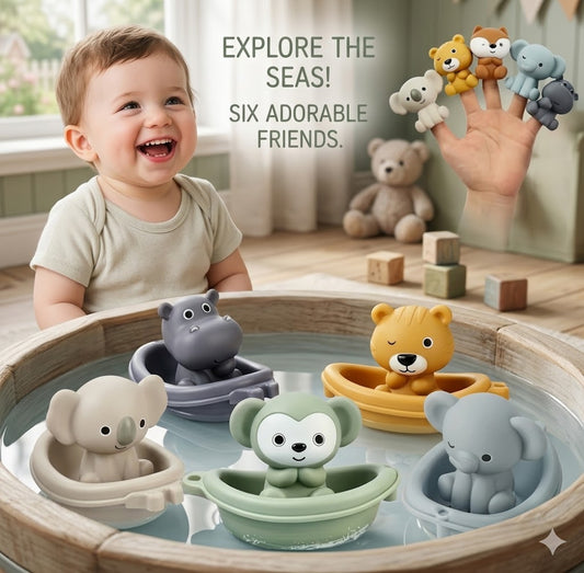 Stackable Bath Toy Set – Floating Animals & Boats for Toddler Bathtub Fun, Educational Water Play for Early Learning