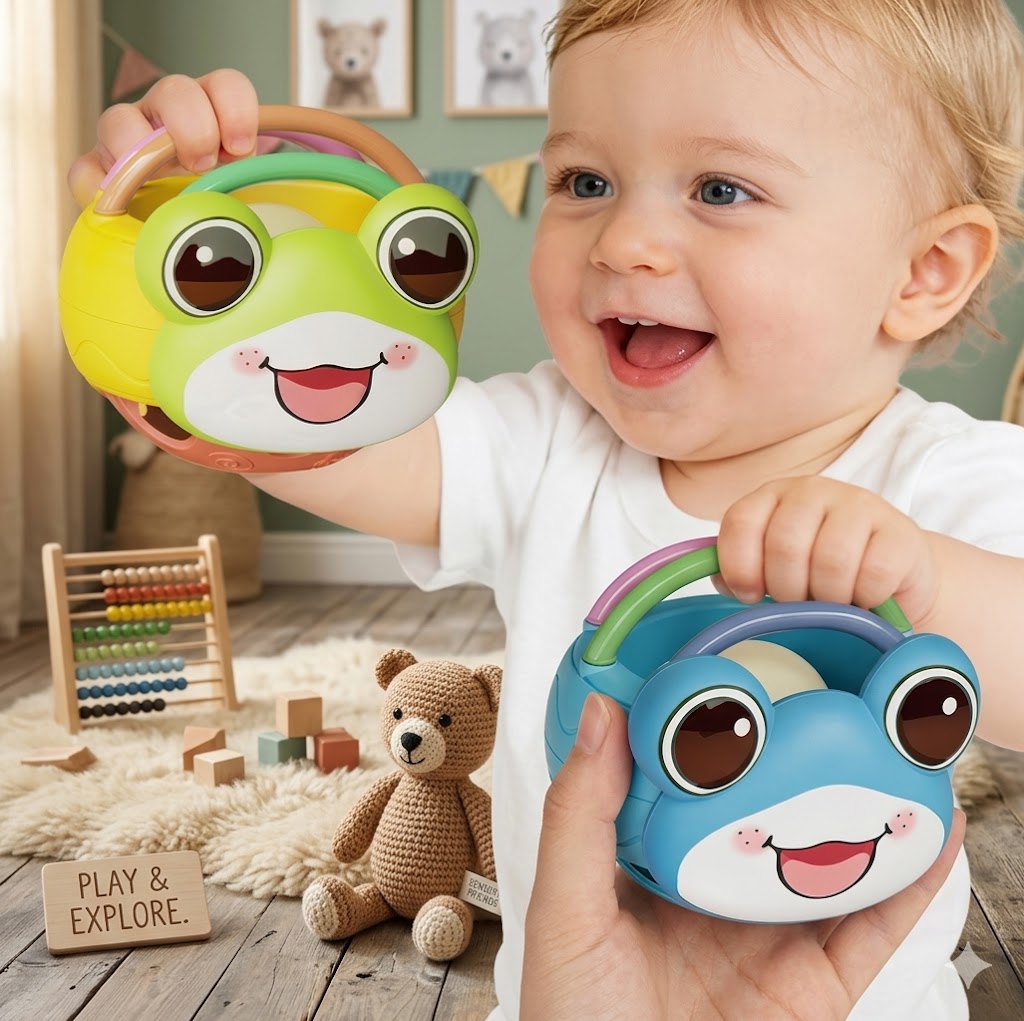 Toddler Sensory Frog Toy – Soothing Grasping & Ringing Puzzle for Fine Motor Skill & Cognitive Play